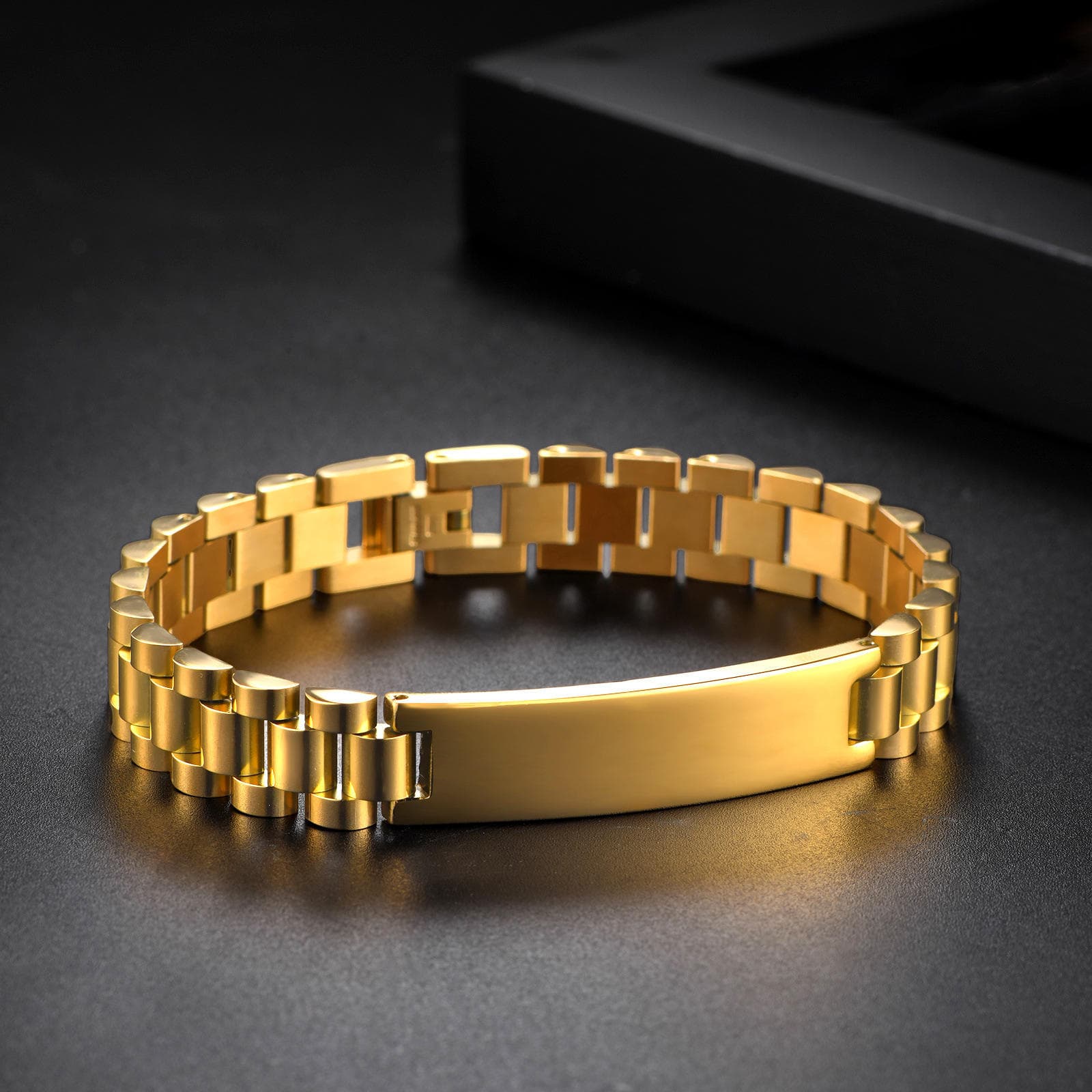 Custom Name Stainless Steel Watch-Band Bracelet — another view