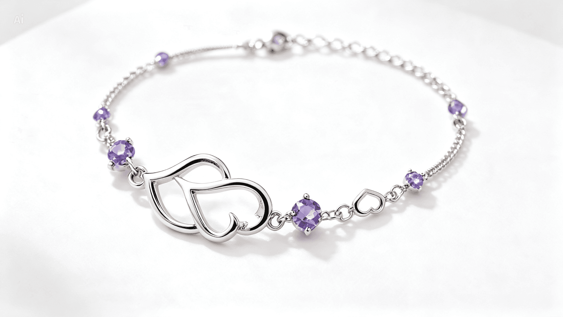 Korean Style Zircon Heart Chain Bracelet for Girls